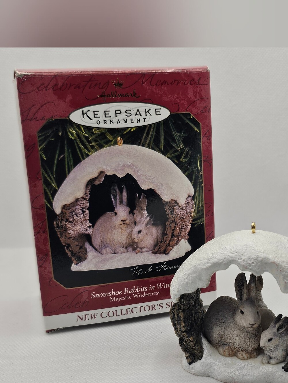 New hallmark 1997 Snowshoe Rabbits Winter Ornament #1 Majestic Wilderness Newman